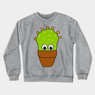 Cute Cactus Design #354: Prickly Pear Cactus With Cute Buds Crewneck Sweatshirt